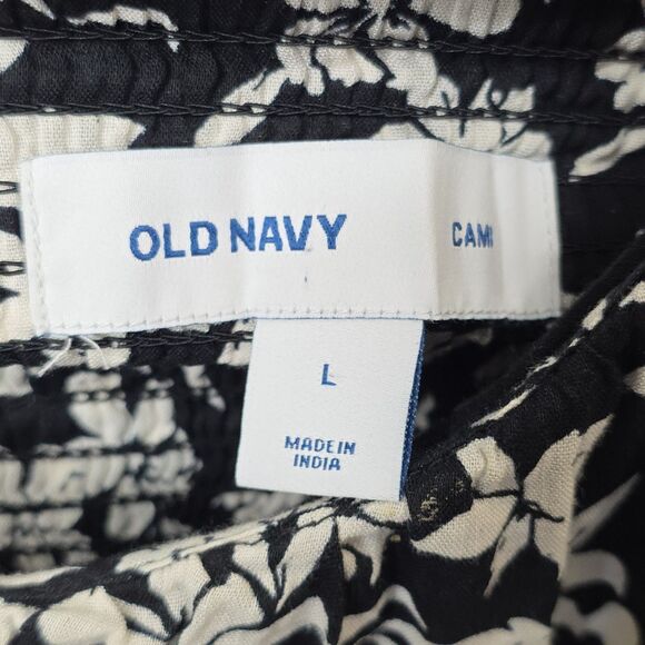 Old Navy Cami Mini Dress Black White Floral Sleeveless Lined Summer Casual Large - Picture 8 of 9